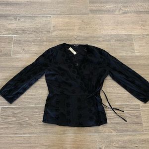 Madewell Black blouse with tie on the side